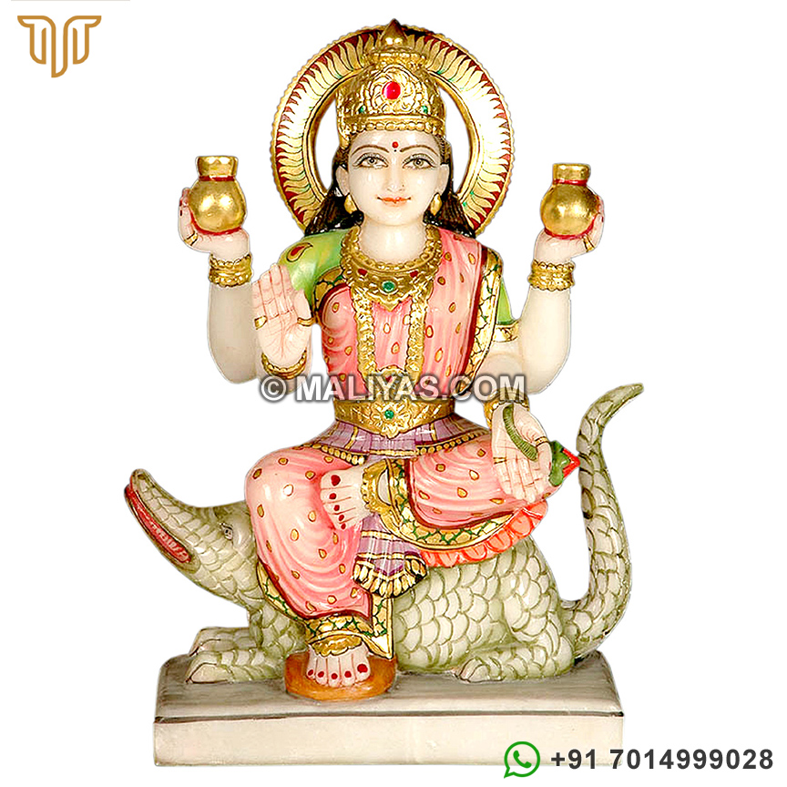 White Marble Ganga Mata Statue 