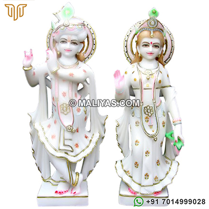 White Marble Statue of Lord Radha Krishna