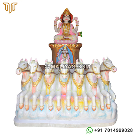 White Marble Surya bhagavan Idols