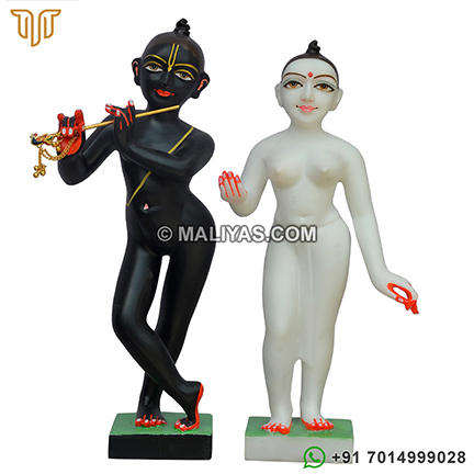 White and black Marble Iskcon Radha Krishna Murti