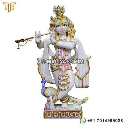 krishna with peacock from Marble